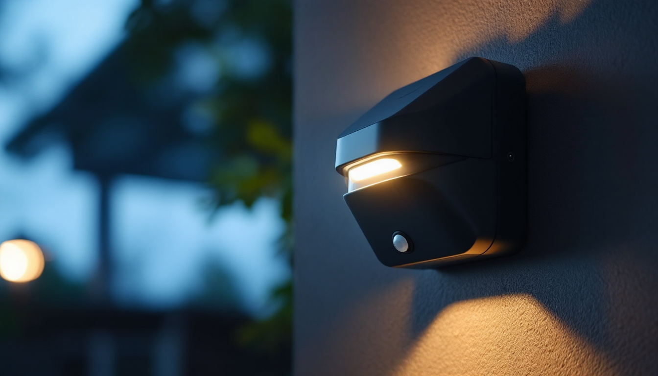 A photograph of a motion detector sensor light in action
