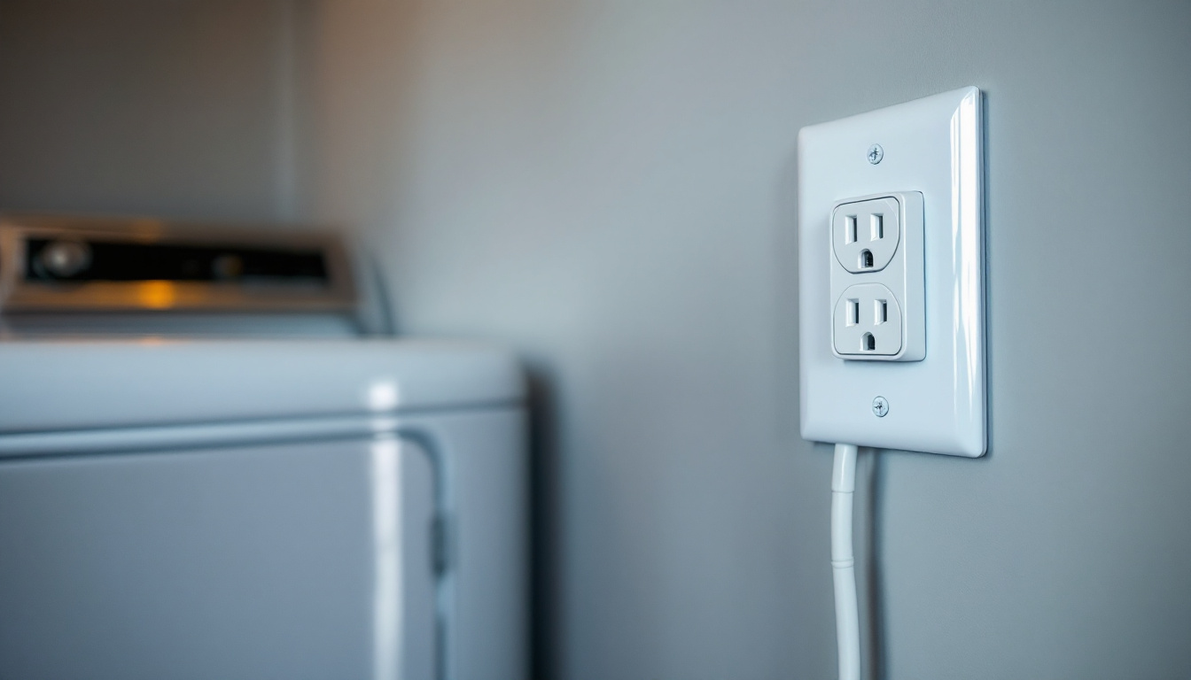 A photograph of capture a photograph of a close-up shot of a 30a dryer receptacle installed on a wall