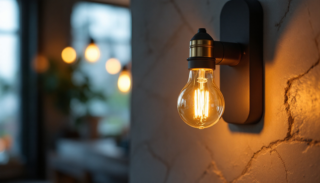 A photograph of capture a photograph of a stylish sideways bulb socket installed in a contemporary setting