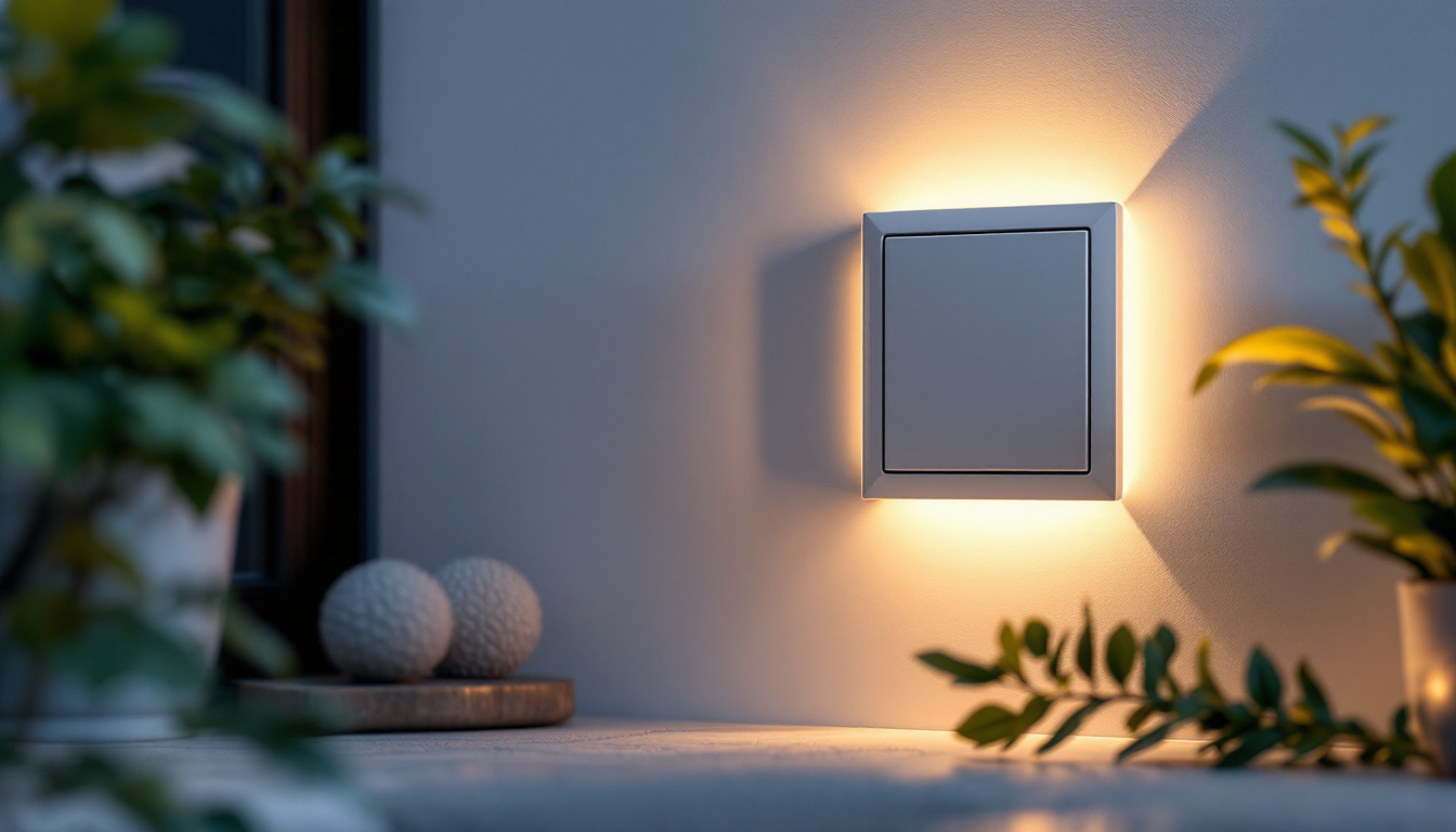 A photograph of a well-lit electrical box cover in a residential setting