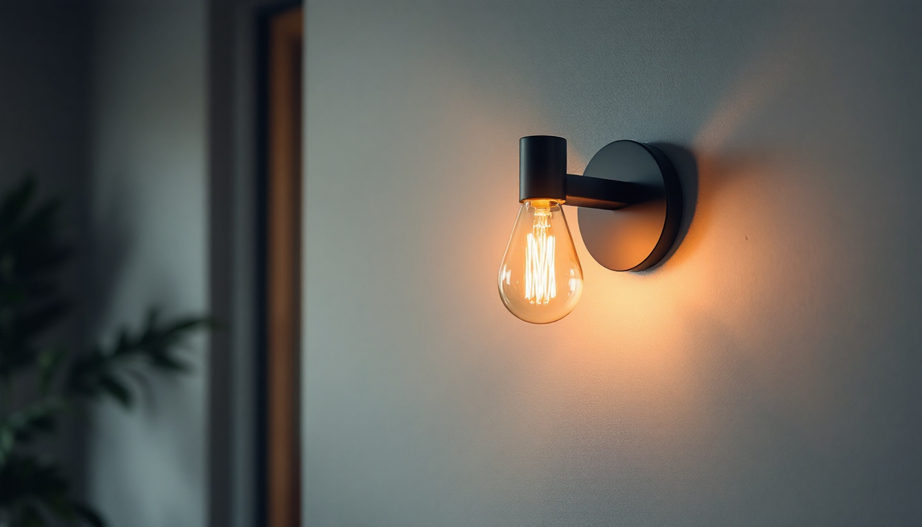 A photograph of a stylish sconce light fixture mounted on a wall