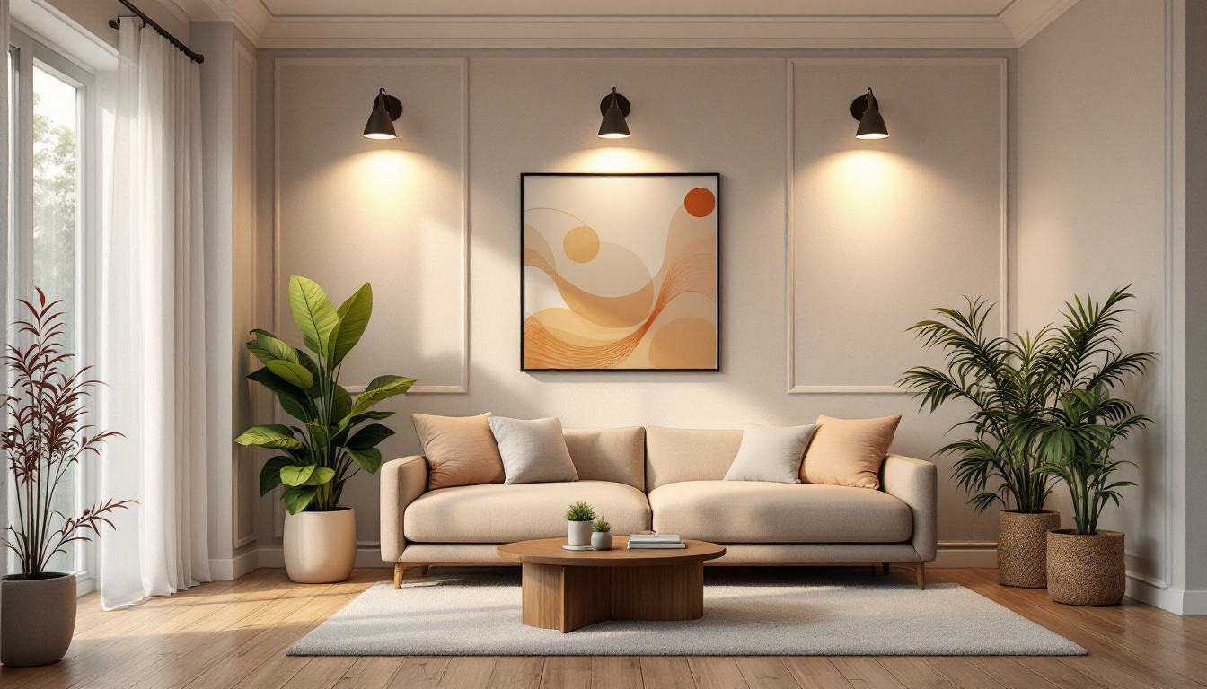 A photograph of a beautifully designed room featuring various types of lighting fixtures