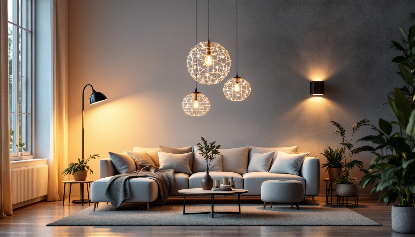 A photograph of a beautifully lit interior space showcasing a variety of lighting solutions