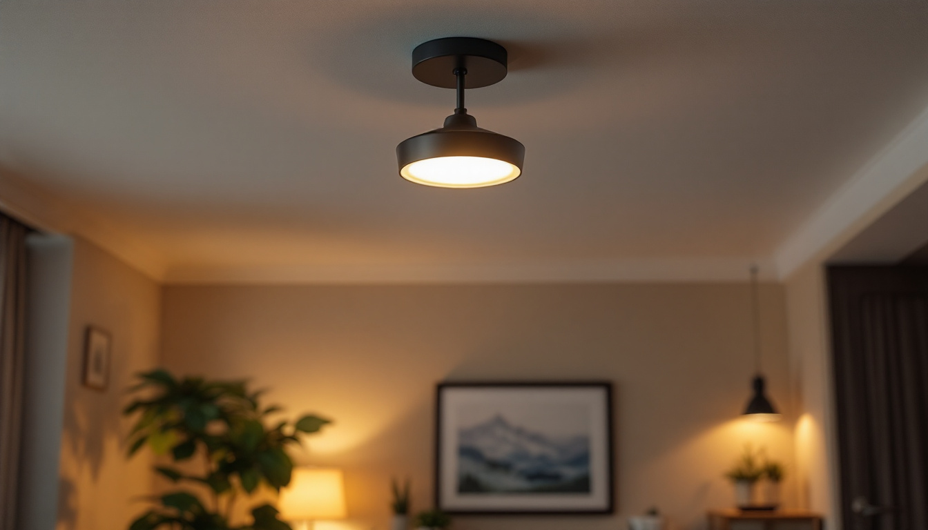 A photograph of a stylish semi flush ceiling light installed in a well-decorated room