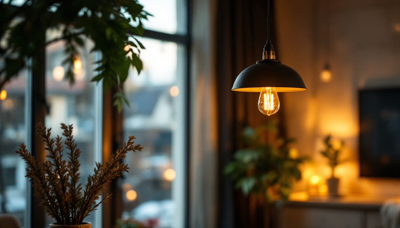 A photograph of a beautifully styled pendant light hanging in a cozy