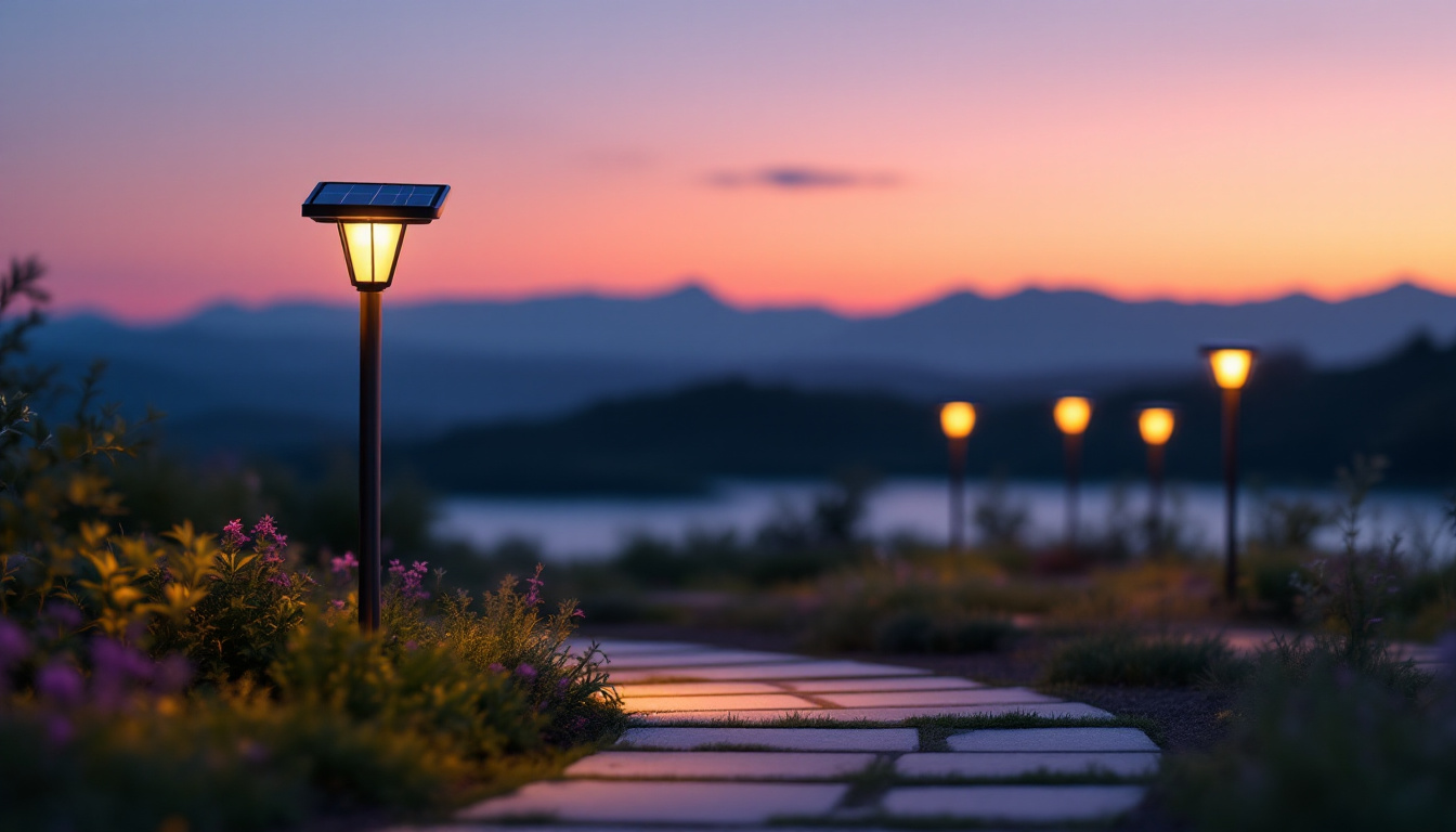 A photograph of a beautifully illuminated outdoor space at dusk