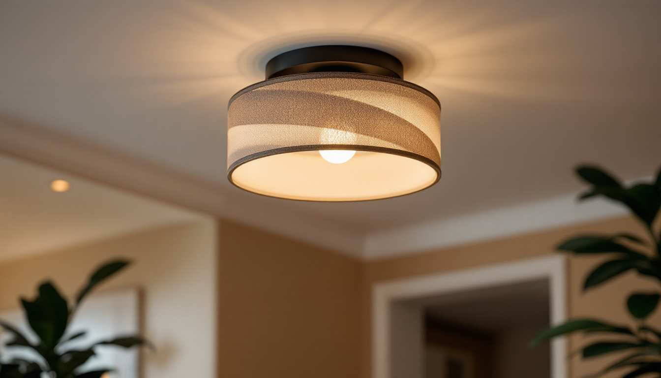 A photograph of capture a photograph of an elegant semi-flush mount light fixture installed in a beautifully styled room