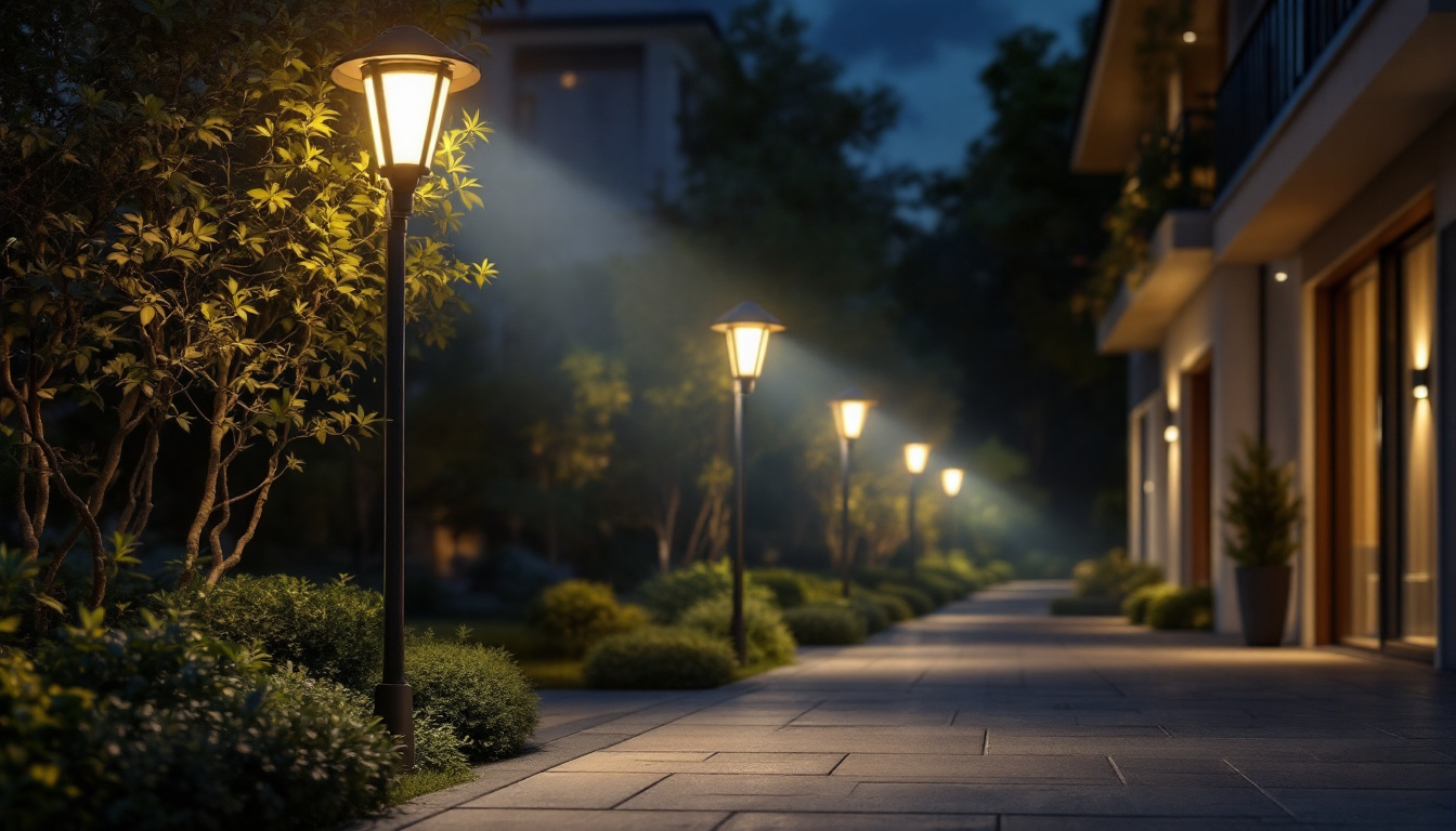 A photograph of a beautifully illuminated outdoor space at dusk