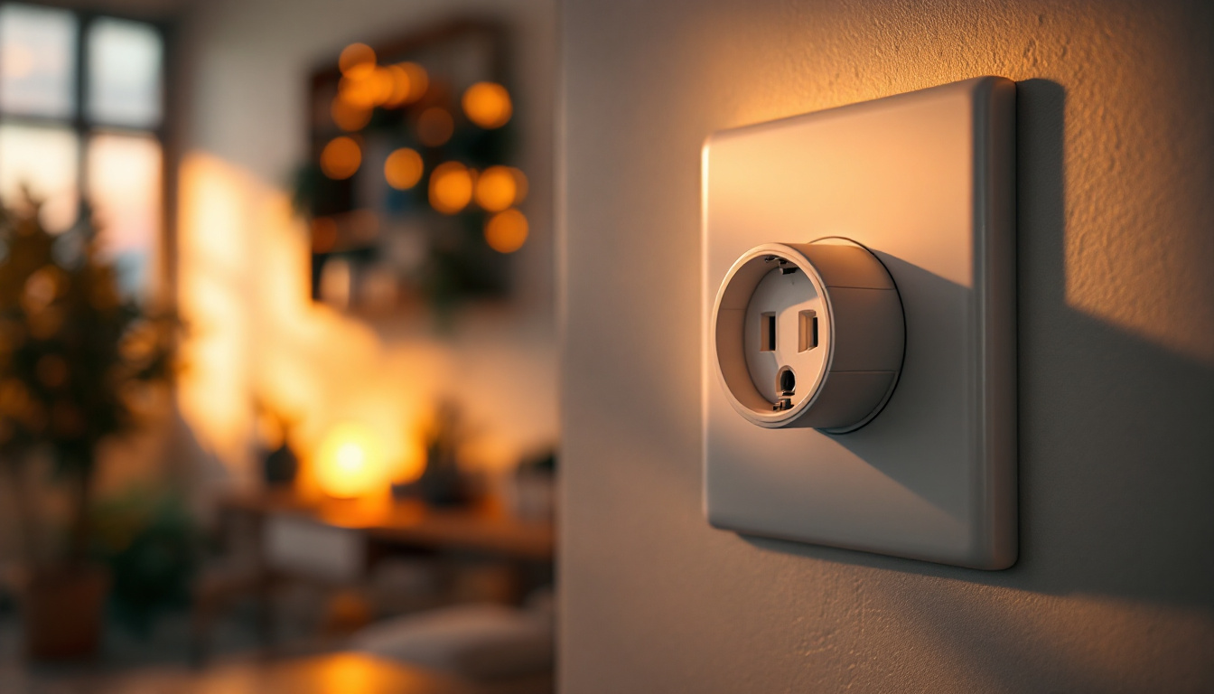 A photograph of a modern electrical socket in a well-lit room