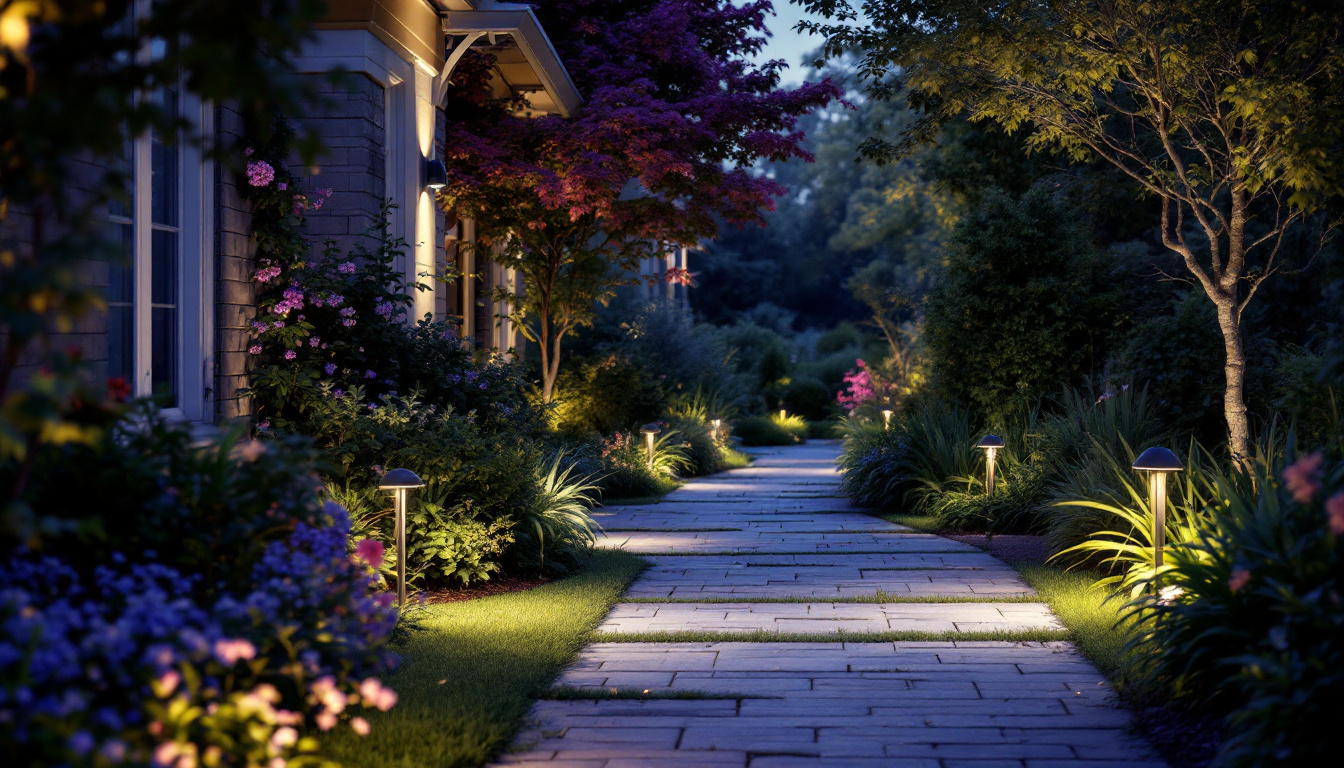 A photograph of capture a photograph of a beautifully illuminated outdoor space at dusk