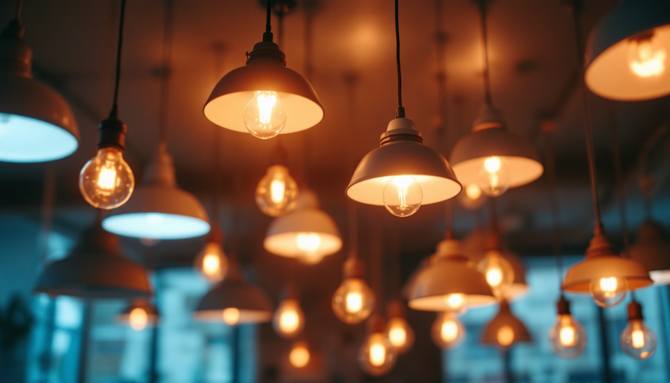 A photograph of a beautifully lit indoor space showcasing various covered lighting fixtures