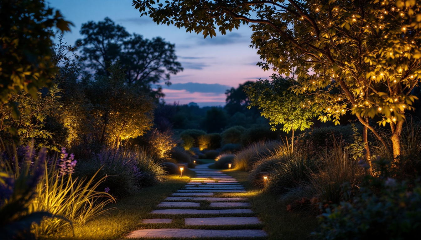 A photograph of a serene outdoor scene at dusk