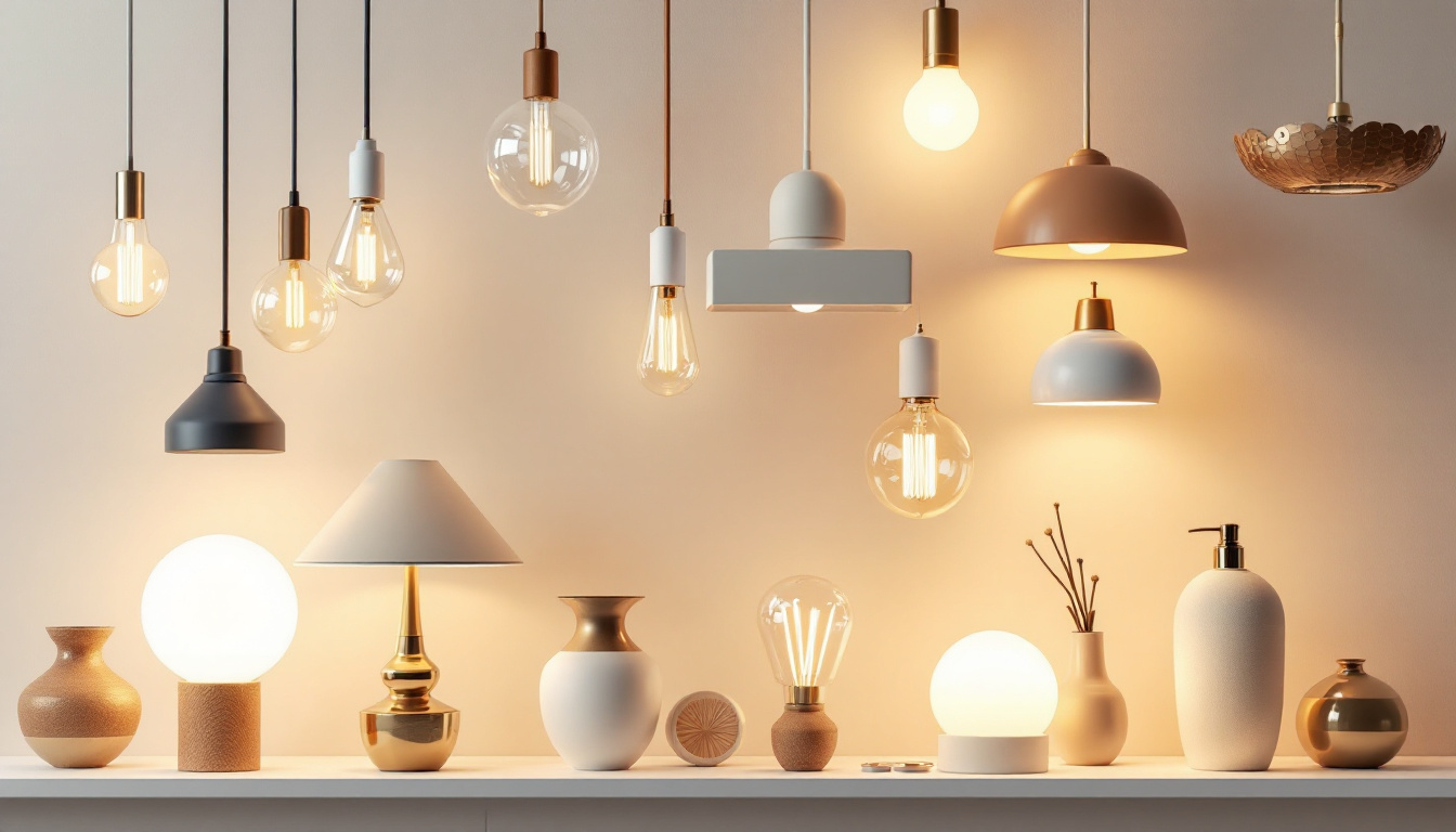 A photograph of a stylishly arranged selection of various light fixtures