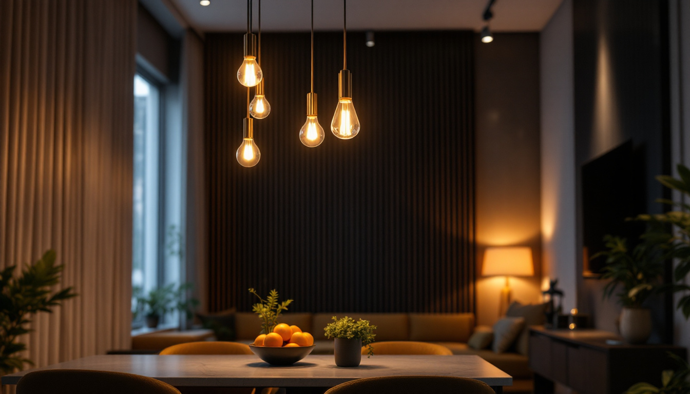 A photograph of a beautifully designed hanging ceiling light fixture in a stylish interior setting