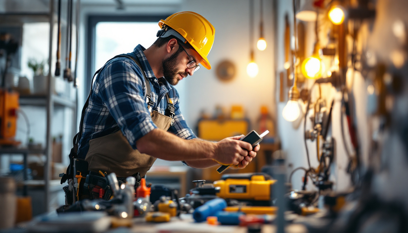 A photograph of a skilled electrician at work