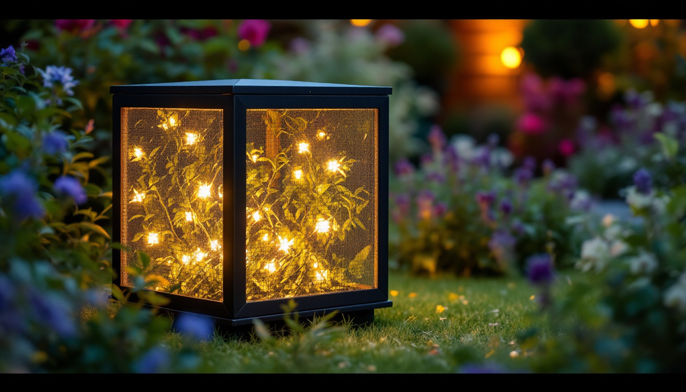A photograph of capture a photograph of a stylish outdoor weatherproof box designed for deco mesh lighting