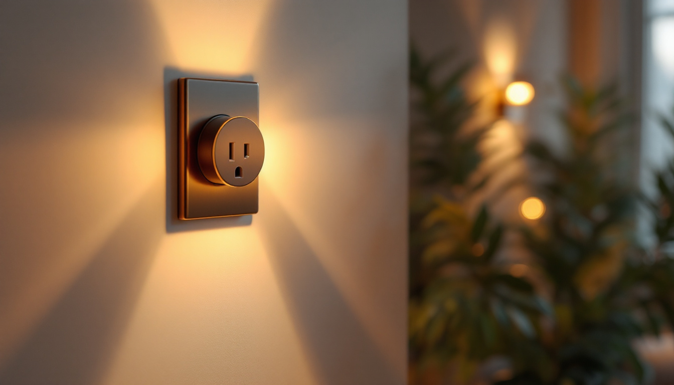 A photograph of a stylishly designed replacement outlet installed in a well-lit room