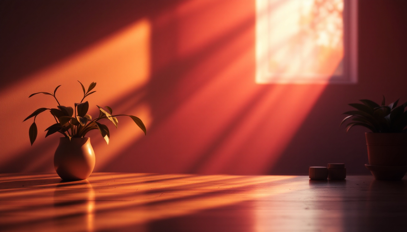 A photograph of a dimly lit scene featuring soft