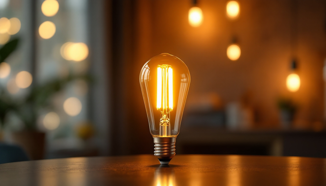 A photograph of a t5 led bulb illuminated in a stylish setting