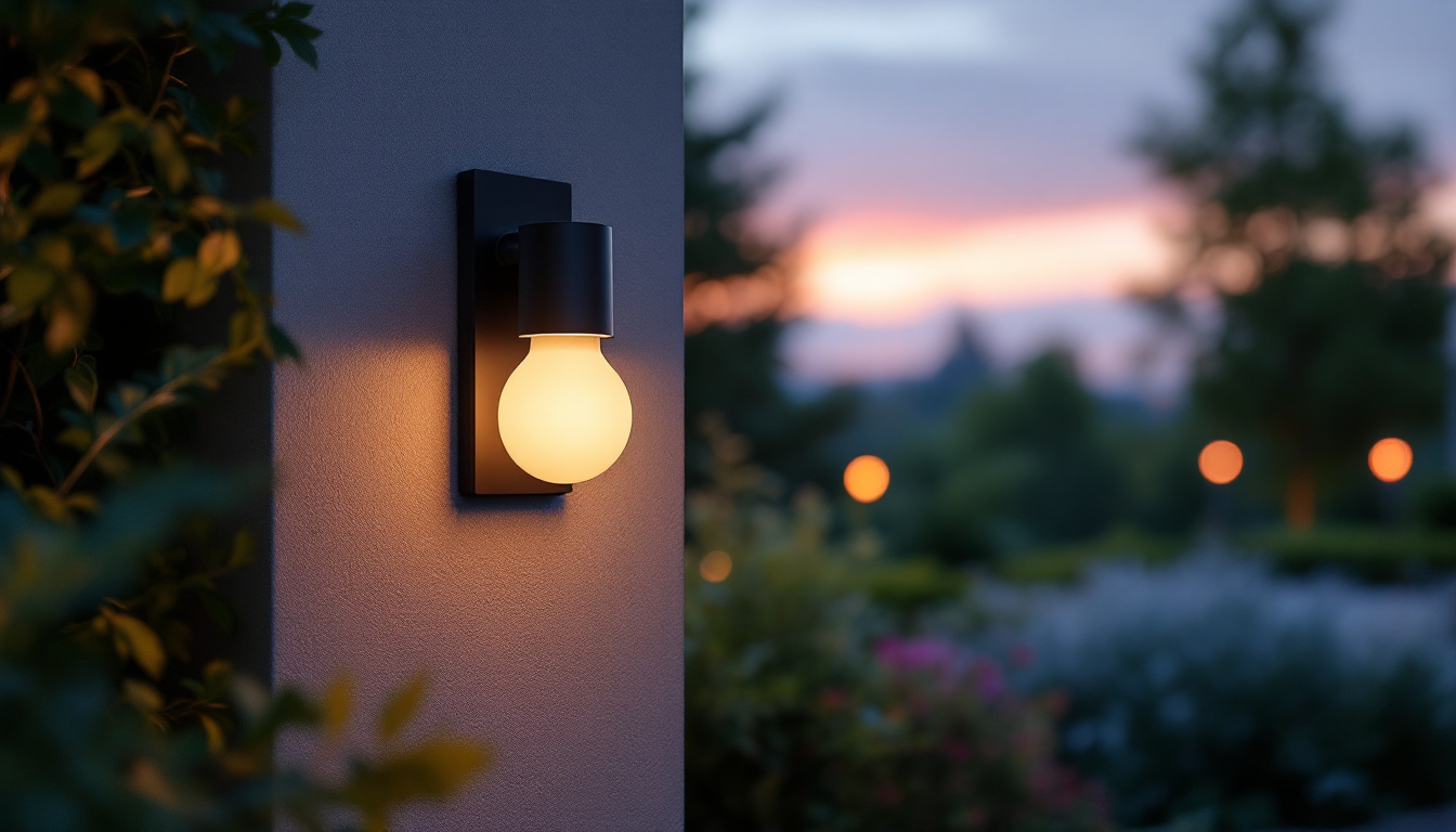 A photograph of an outdoor light fixture featuring an integrated electrical outlet