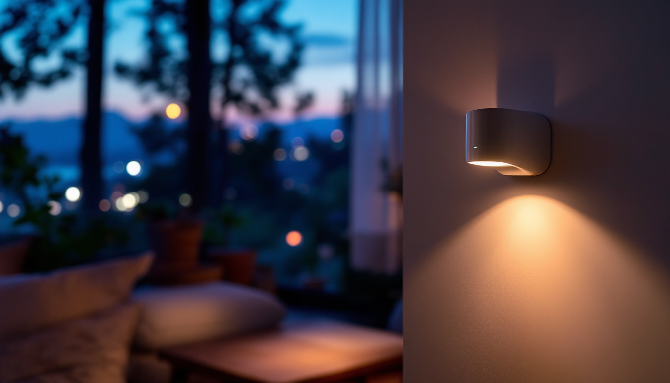 A photograph of a stylish indoor motion sensor light in action