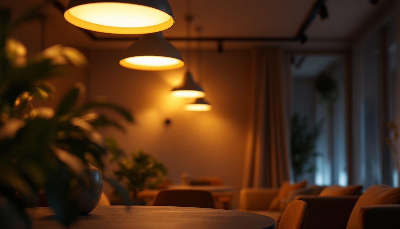 A photograph of a stylishly designed room featuring modern pot lights illuminating the space