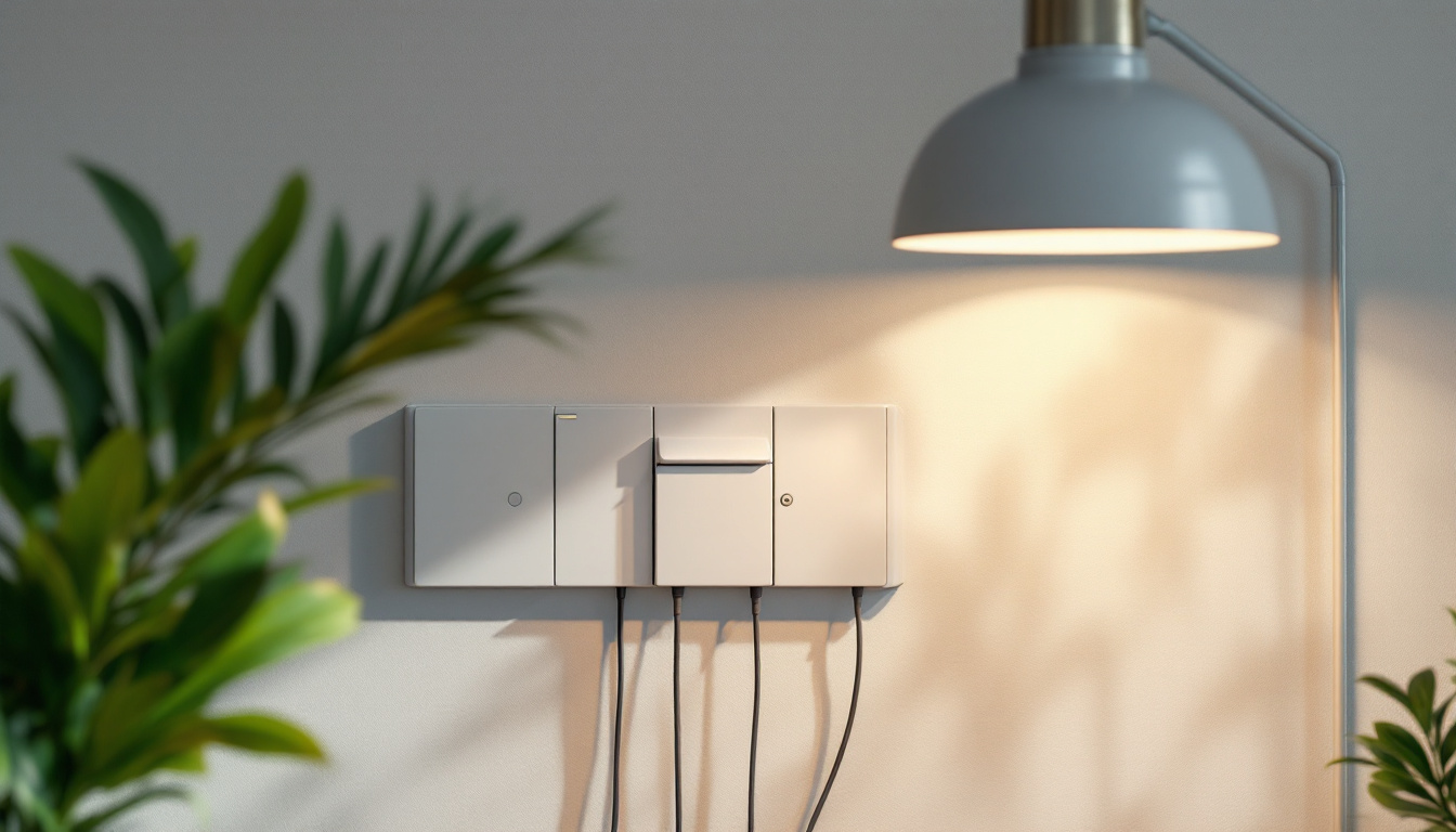 A photograph of a modern electric switch panel in a well-lit room