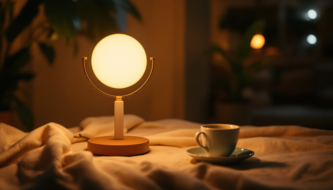 A photograph of a stylish type b lamp in a cozy
