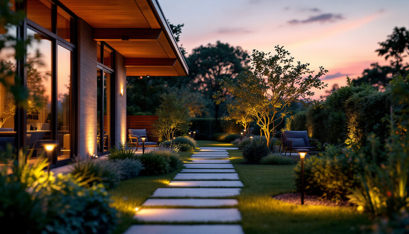 A photograph of a beautifully illuminated outdoor space at dusk