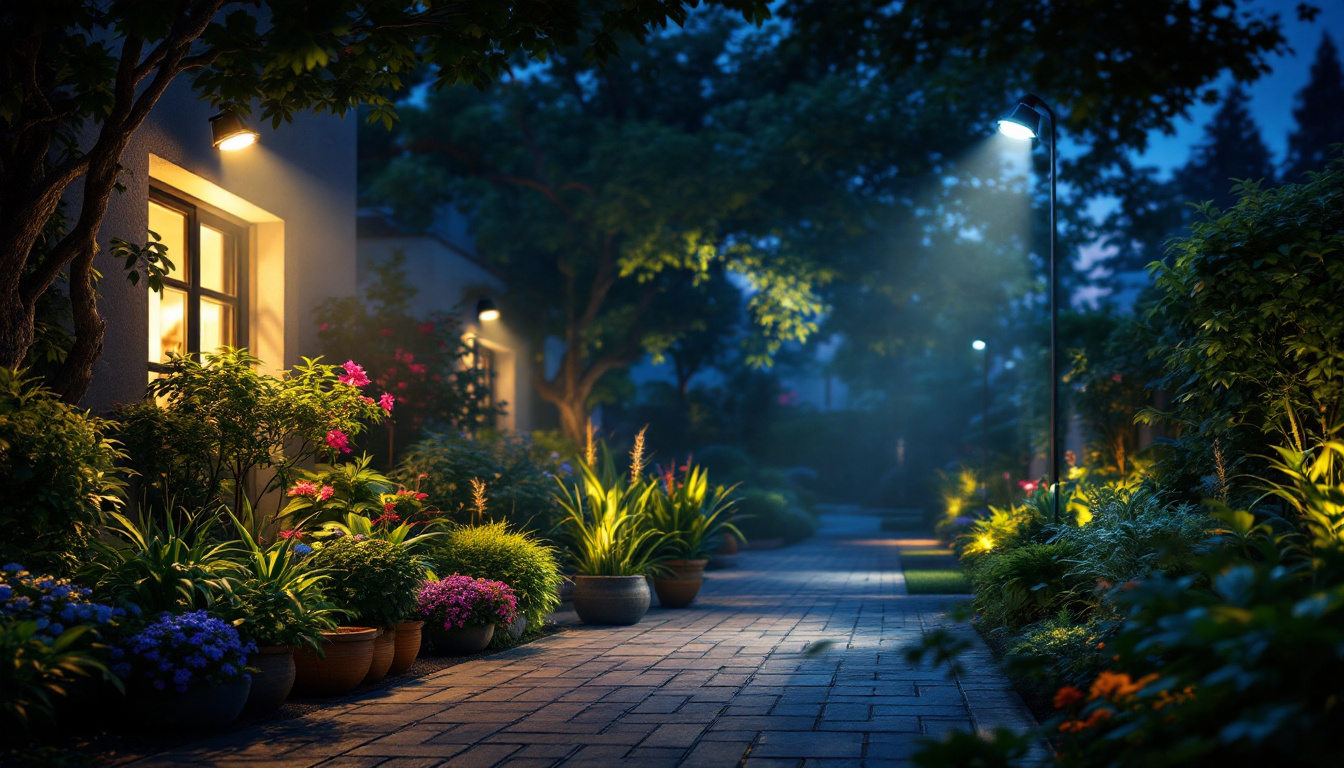 A photograph of a vibrant outdoor scene illuminated by waterproof led flood lights