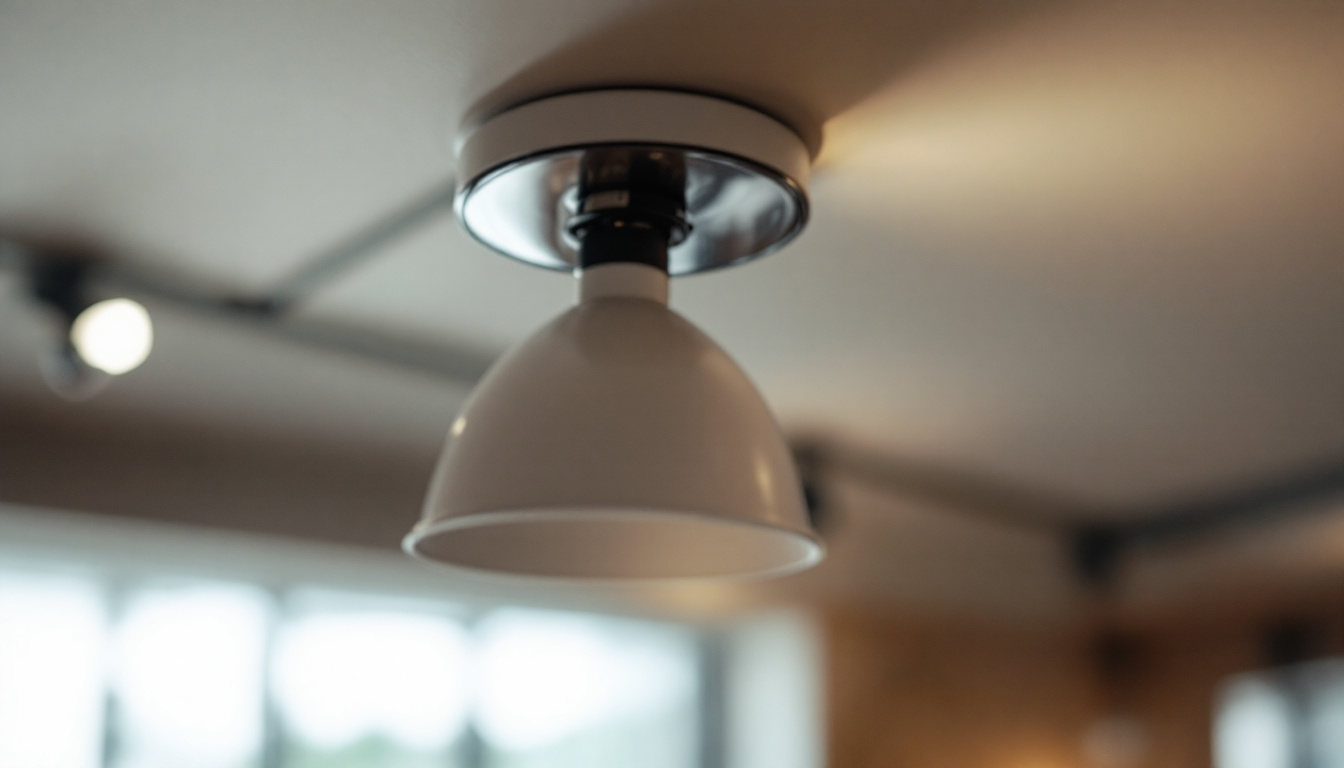 A photograph of a close-up of a light fixture mounting bracket installed on a ceiling