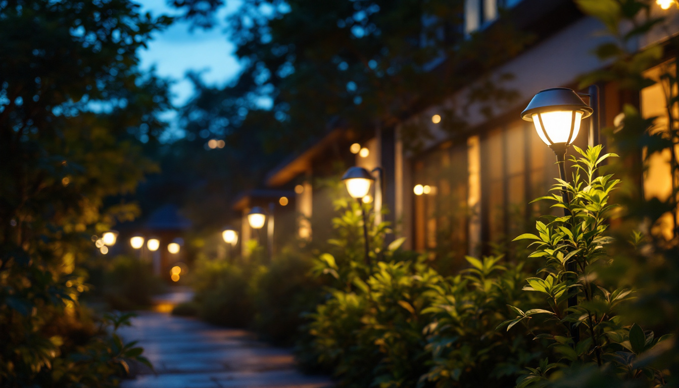 A photograph of a beautifully illuminated outdoor space at dusk