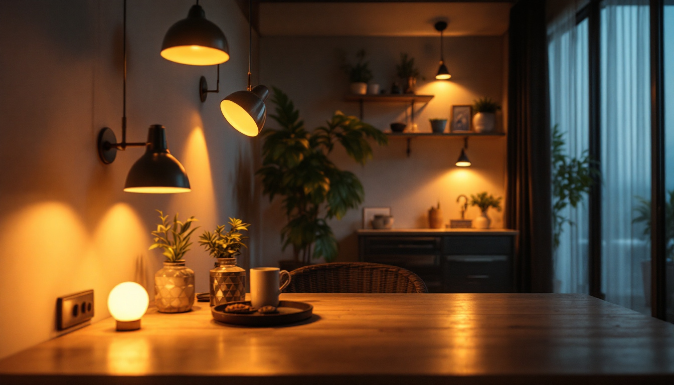 A photograph of capture a photograph of a modern interior space illuminated by various fixture led lights