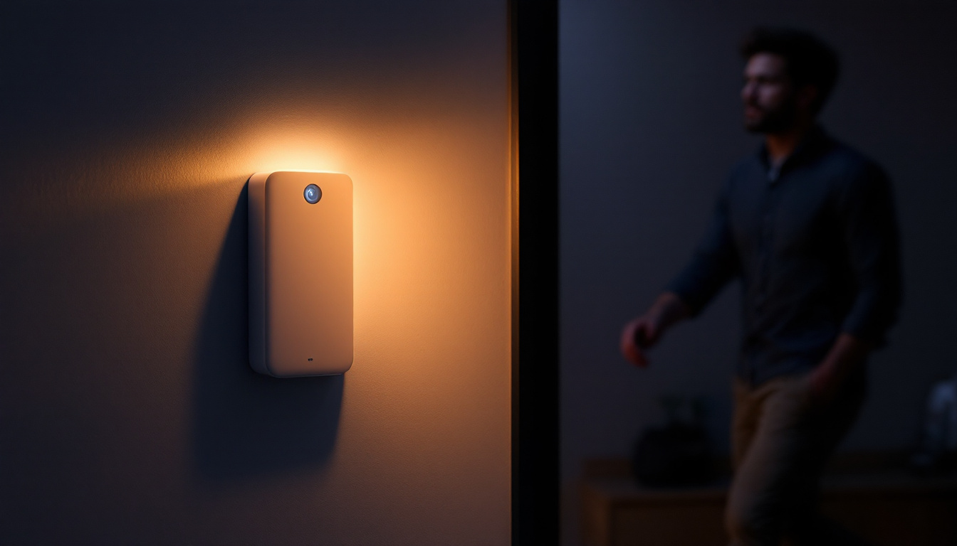 A photograph of a motion sensor led light in action