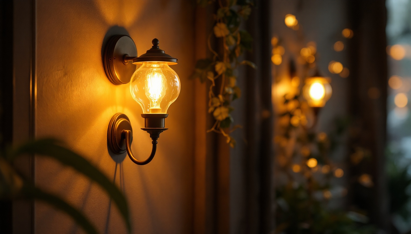 A photograph of capture a photograph of an elegantly designed wall sconce illuminated in a cozy