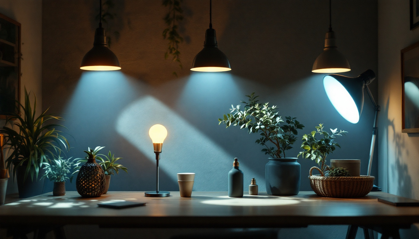 A photograph of a well-lit scene showcasing a variety of common light sources
