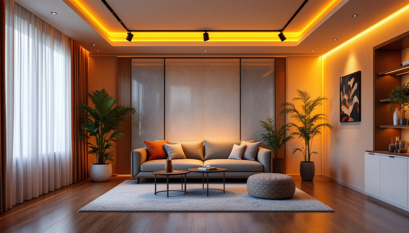 A photograph of a beautifully designed room featuring modern retrofit can lights