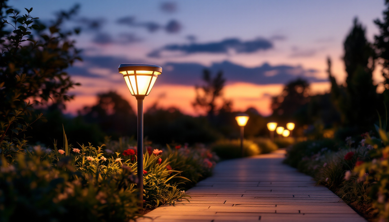 A photograph of a serene outdoor setting at dusk
