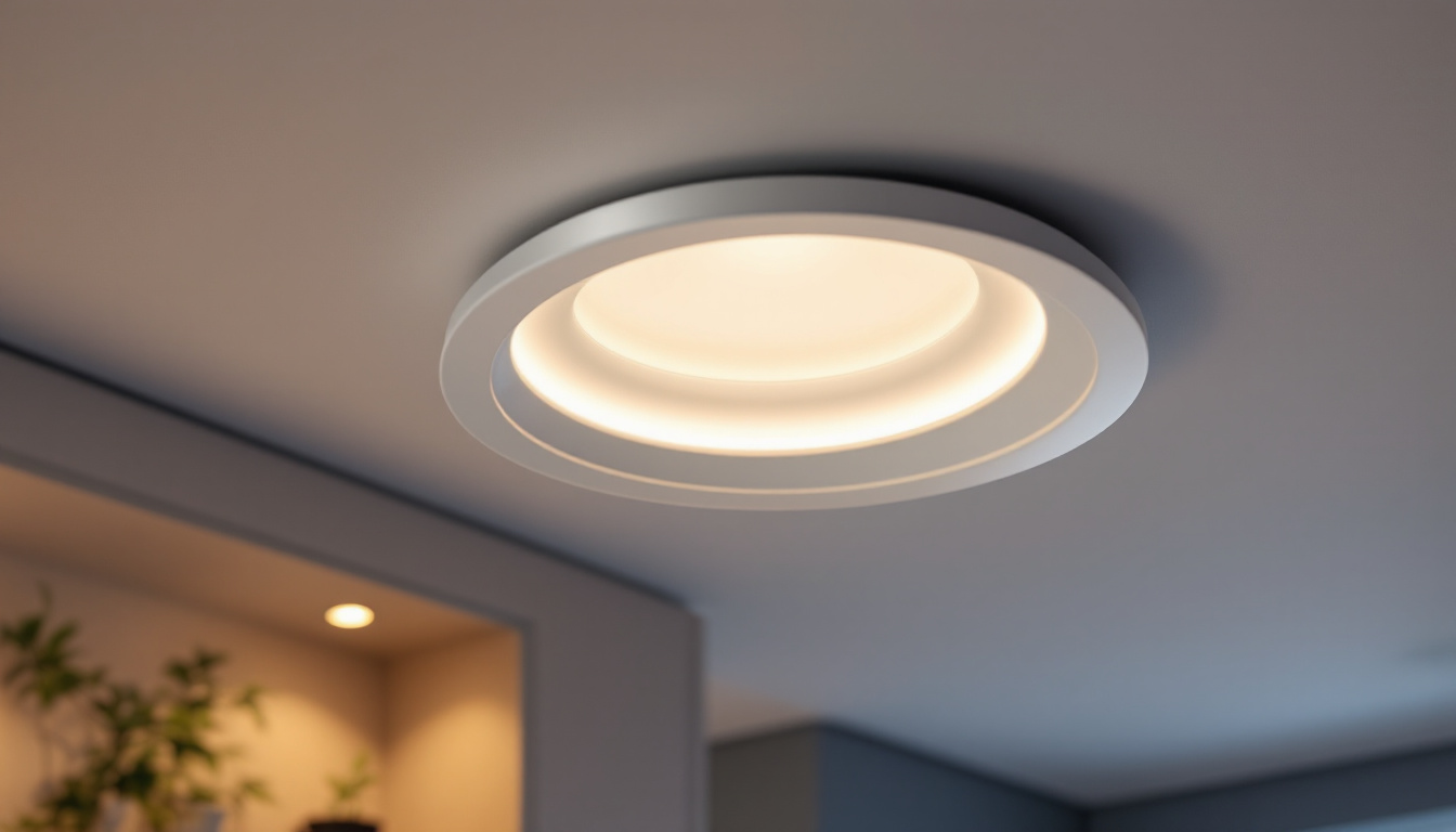 A photograph of a beautifully designed recessed light cover installed in a modern interior space