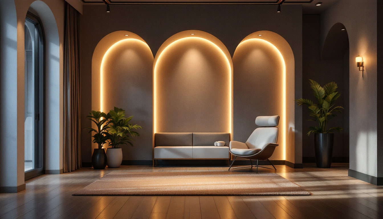 A photograph of a beautifully designed interior space featuring cove lighting