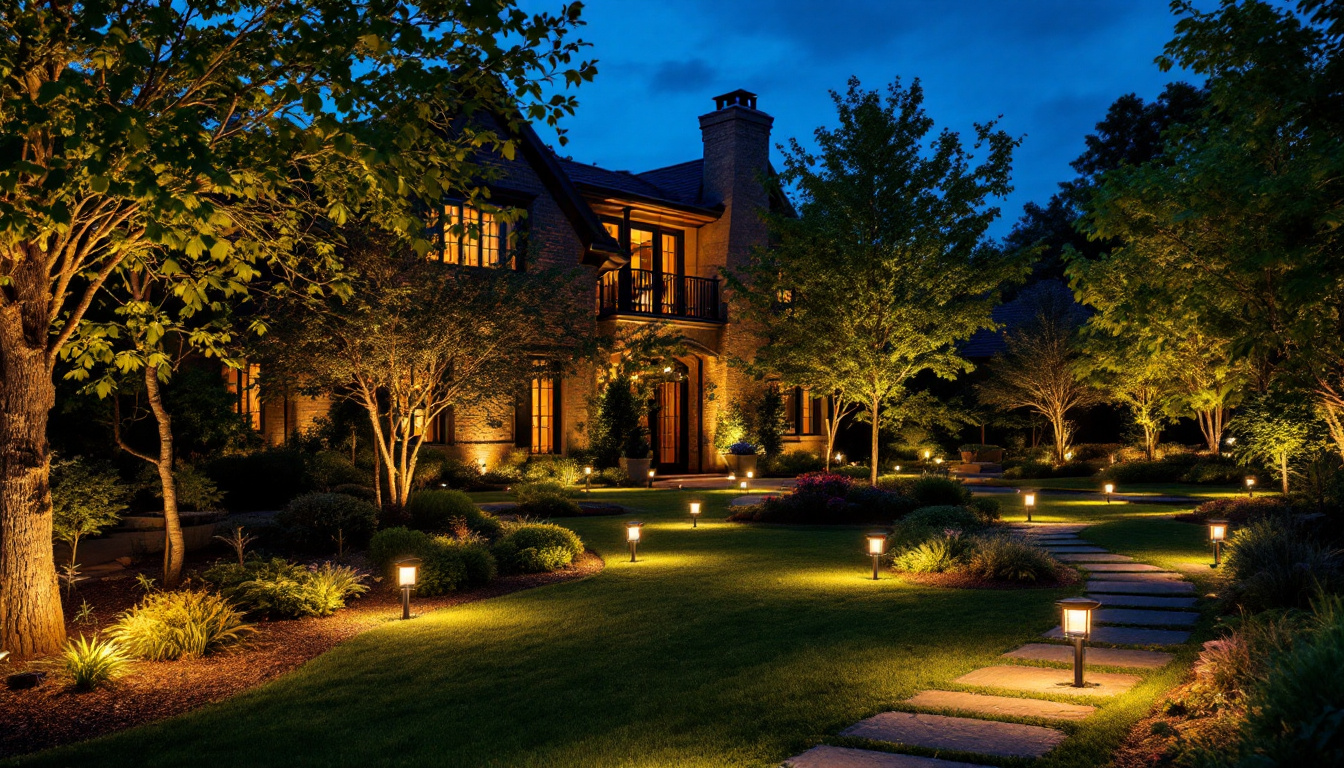 A photograph of a beautifully illuminated outdoor space at dusk