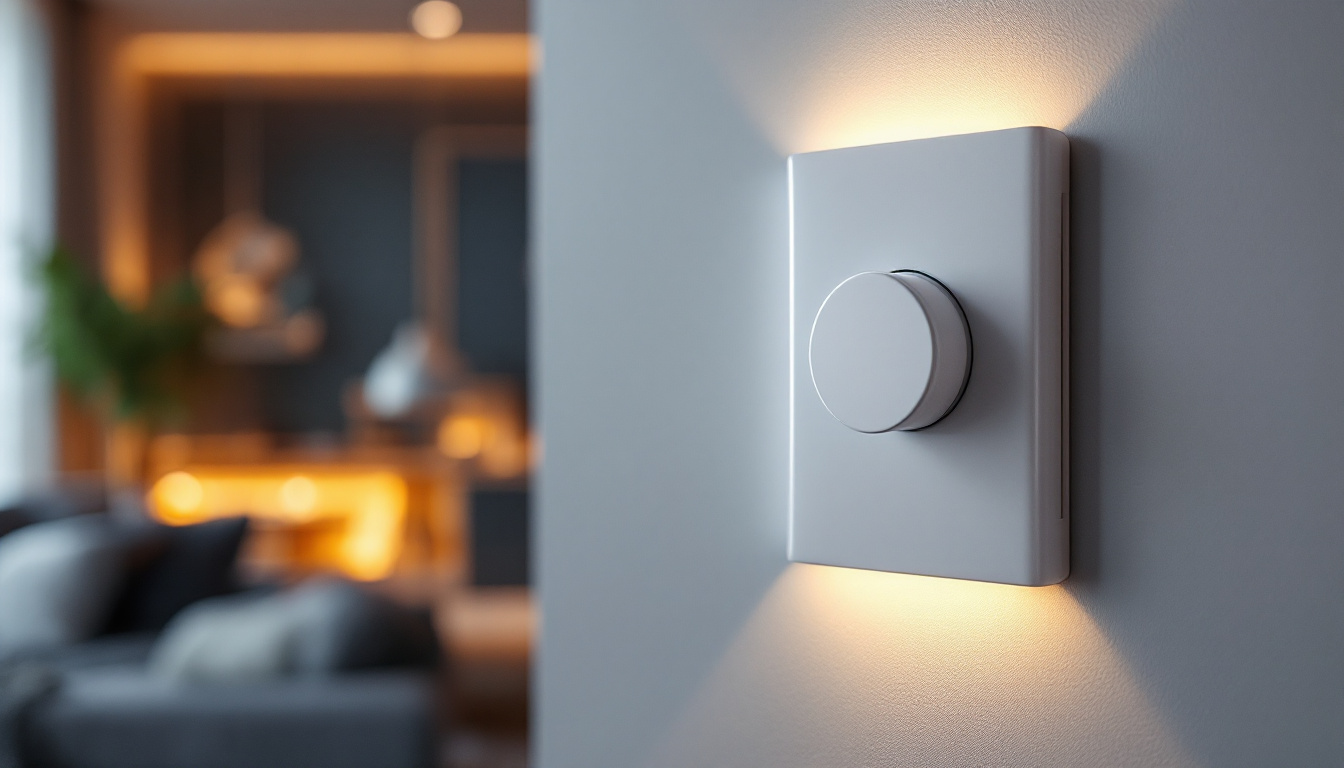 A photograph of a stylish led dimmer switch in a modern home setting