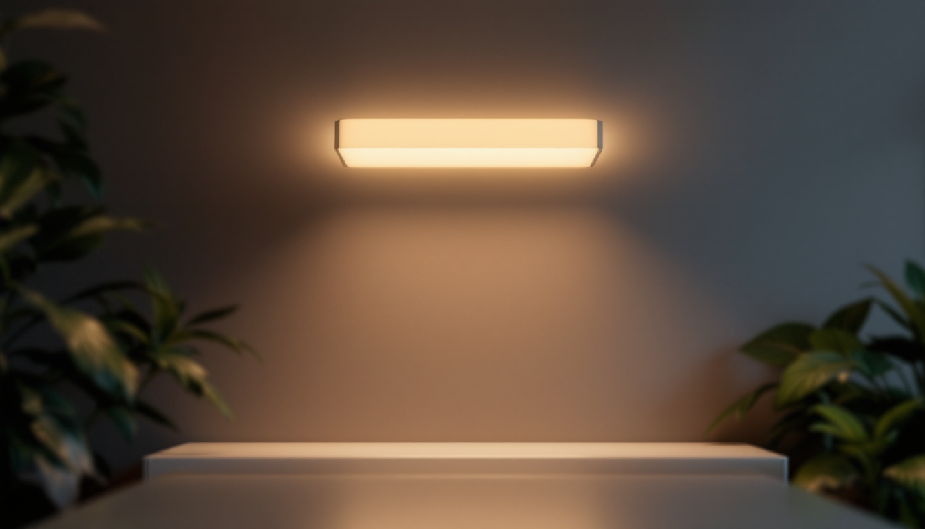 A photograph of a sleek 4-foot led light fixture installed in a modern setting