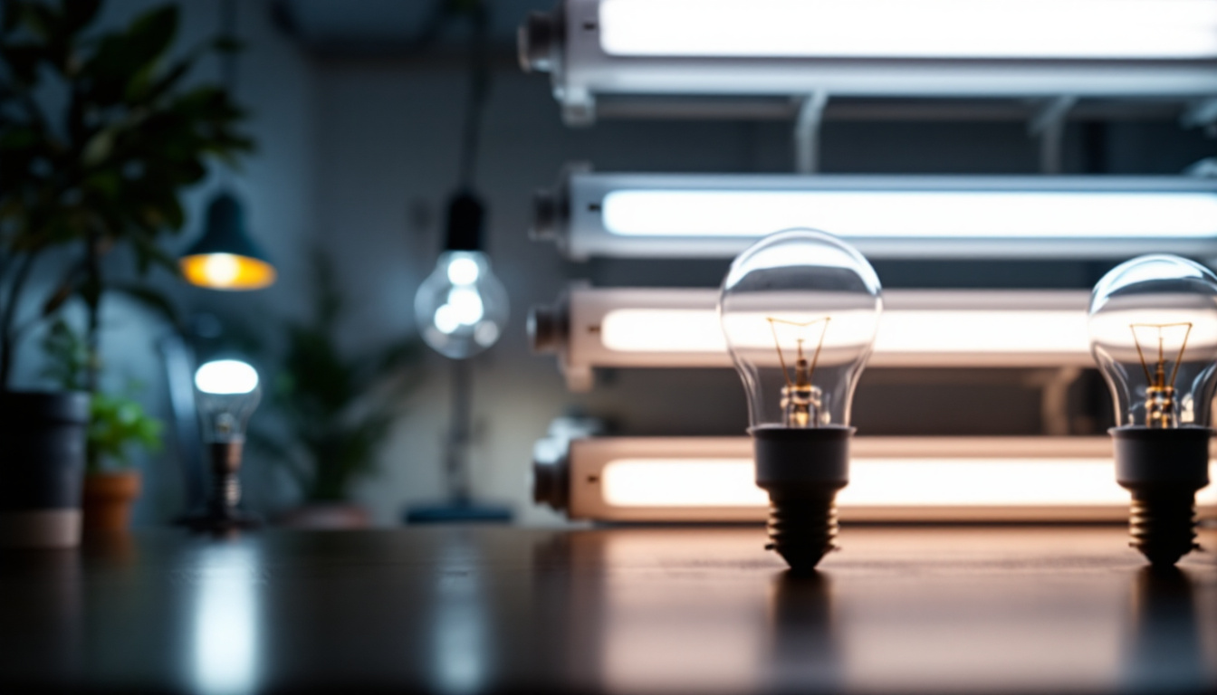 A photograph of a well-lit room showcasing various t5 bulbs in use