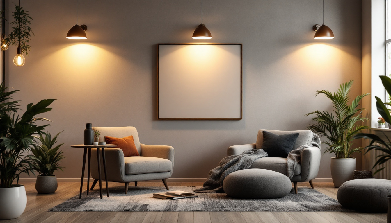 A photograph of a beautifully designed room featuring six stylish can lights
