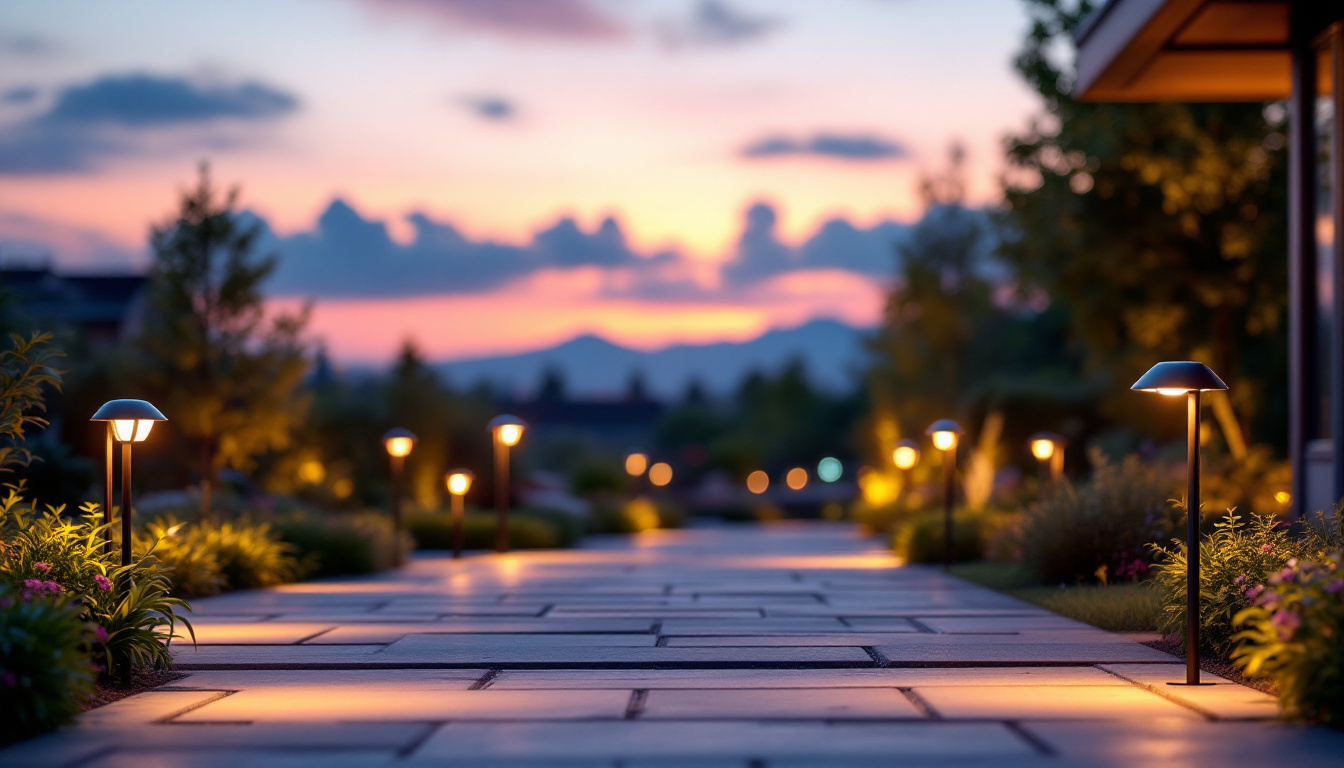 A photograph of a beautifully lit outdoor space at dusk