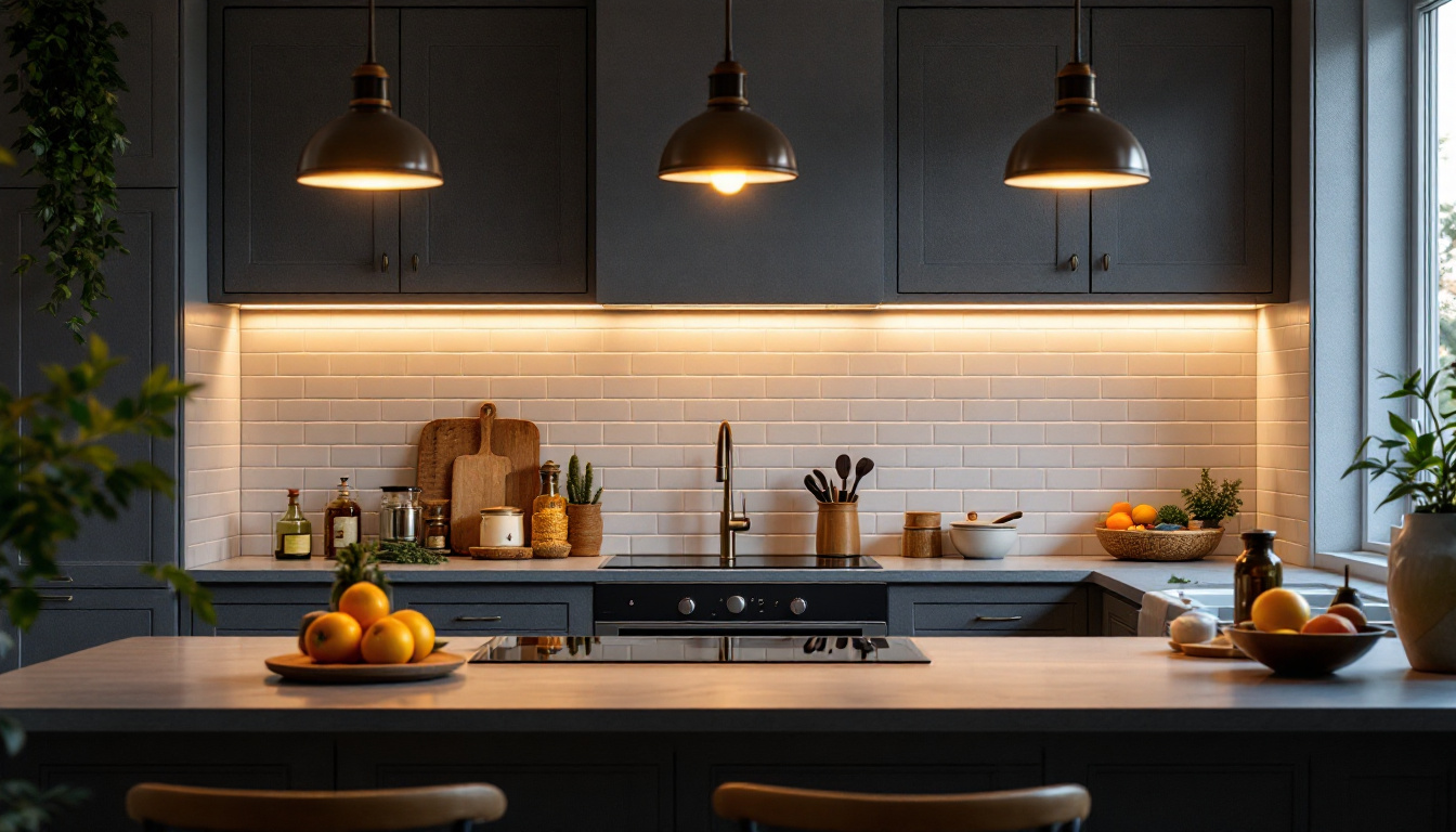 A photograph of a beautifully designed kitchen showcasing various styles of canned lighting
