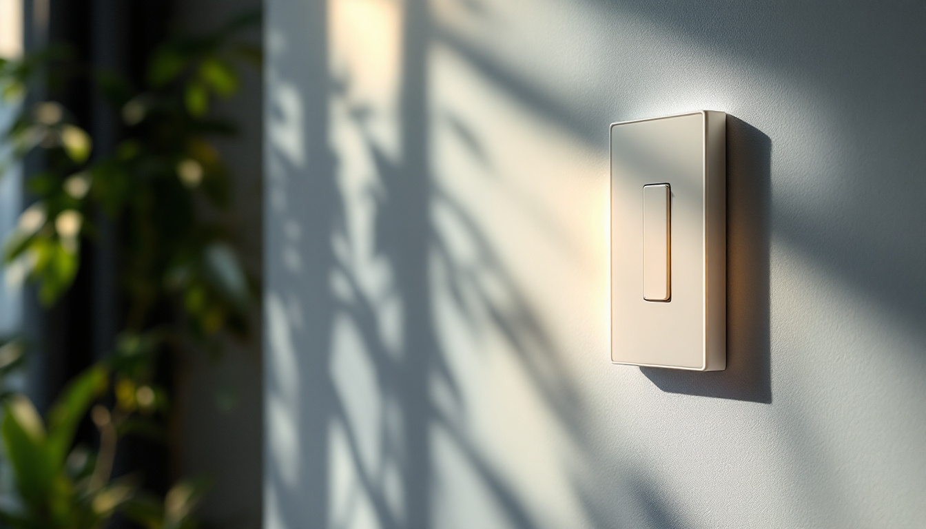A photograph of capture a photograph of a single pole light switch in a well-lit room