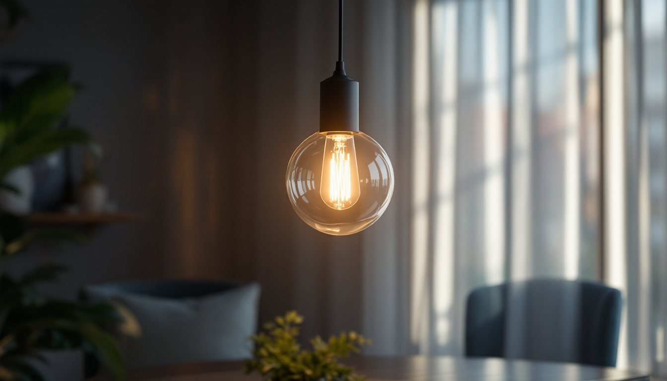 A photograph of a beautifully designed led pendant light hanging in a stylish interior setting