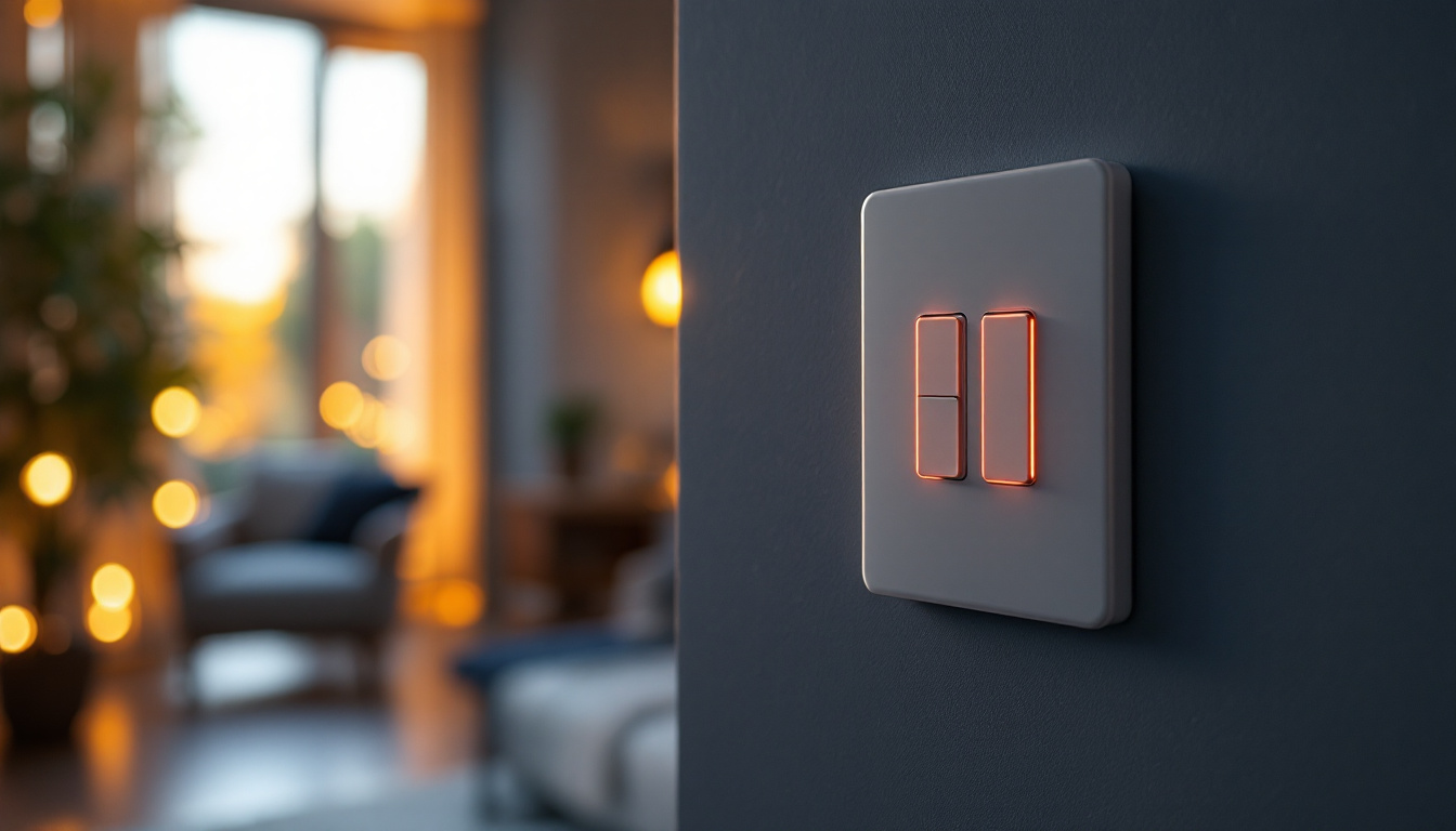 A photograph of a stylish dimmable led light switch in a modern home setting